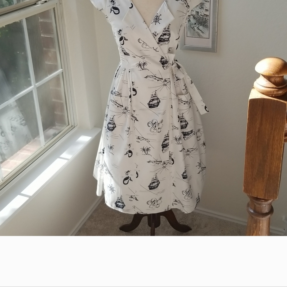 COLLECTIFF VINTAGE LONDON JOICE OCEAN MAP SWING DRESS NWT SIZE S